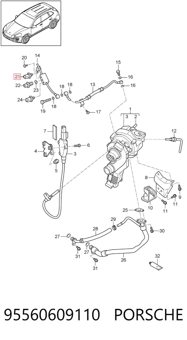 Sensor de pressão de óleo 95560609110 Porsche