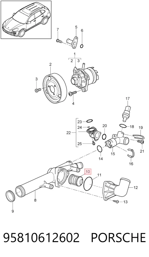 Termostato 95810612602 Porsche