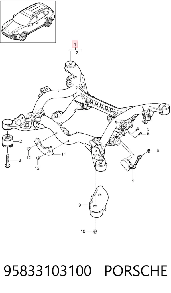 Viga de suspensão traseira (plataforma veicular) 95833103100 Porsche