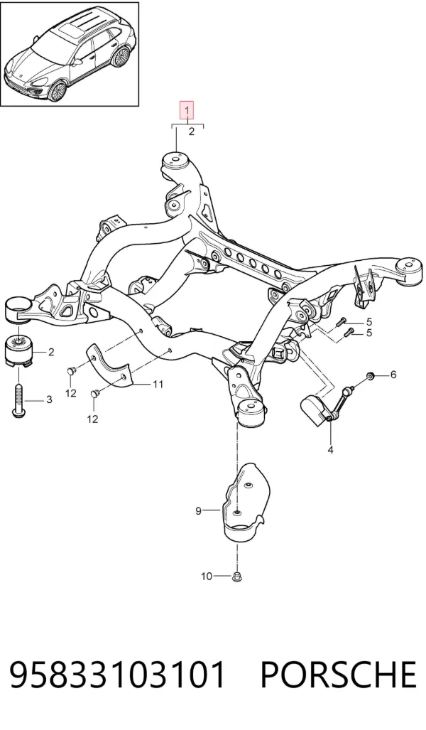 Viga de suspensão traseira (plataforma veicular) 95833103101 Porsche