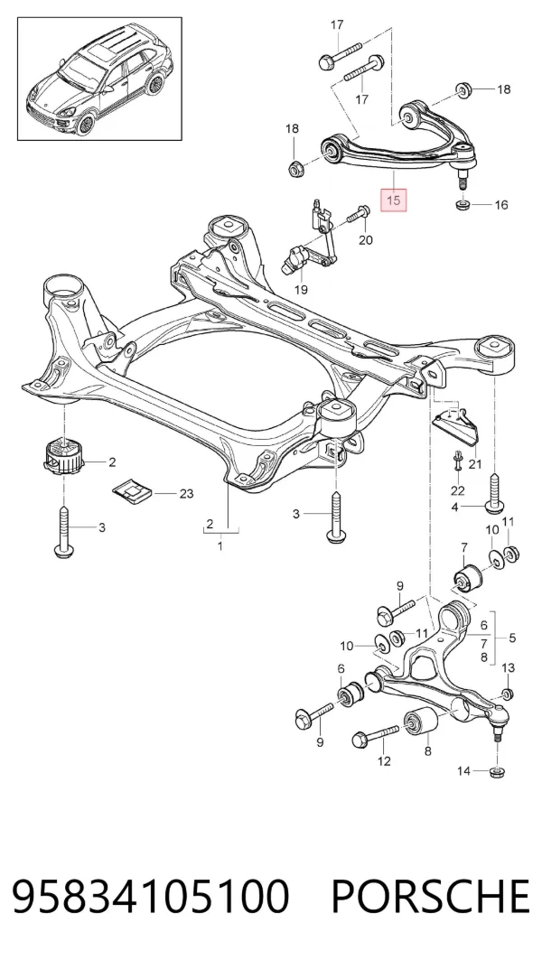 Braço oscilante superior esquerdo/direito de suspensão dianteira 95834105100 Porsche
