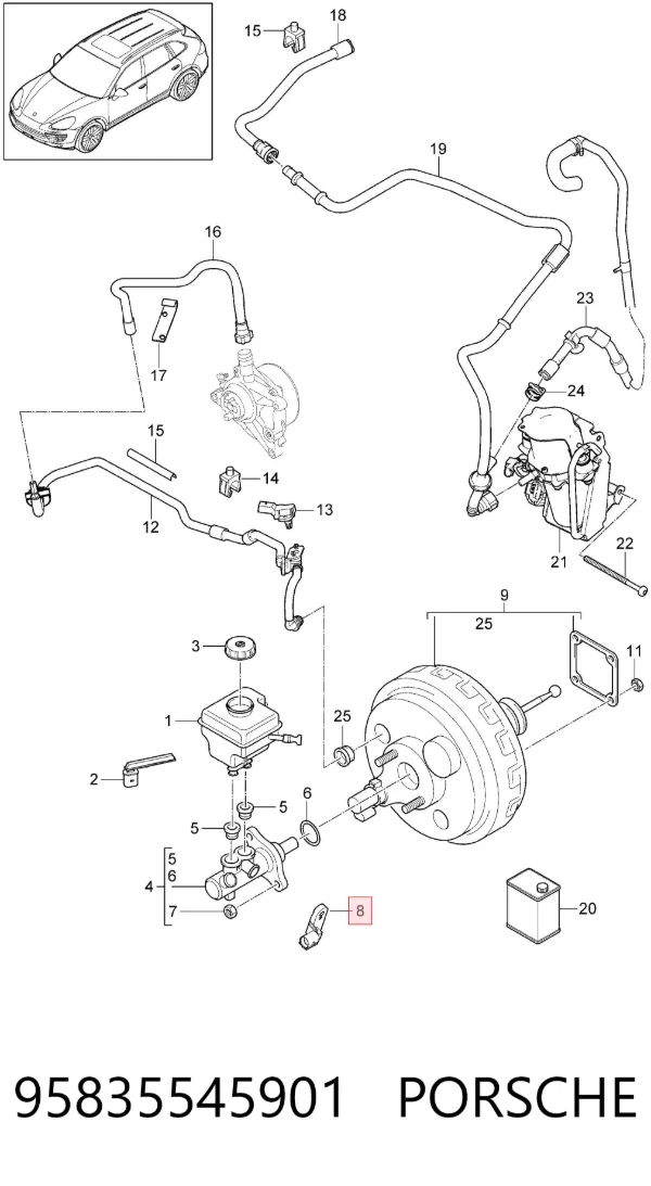 Sensor de ativação do sinal de parada 95835545901 Porsche