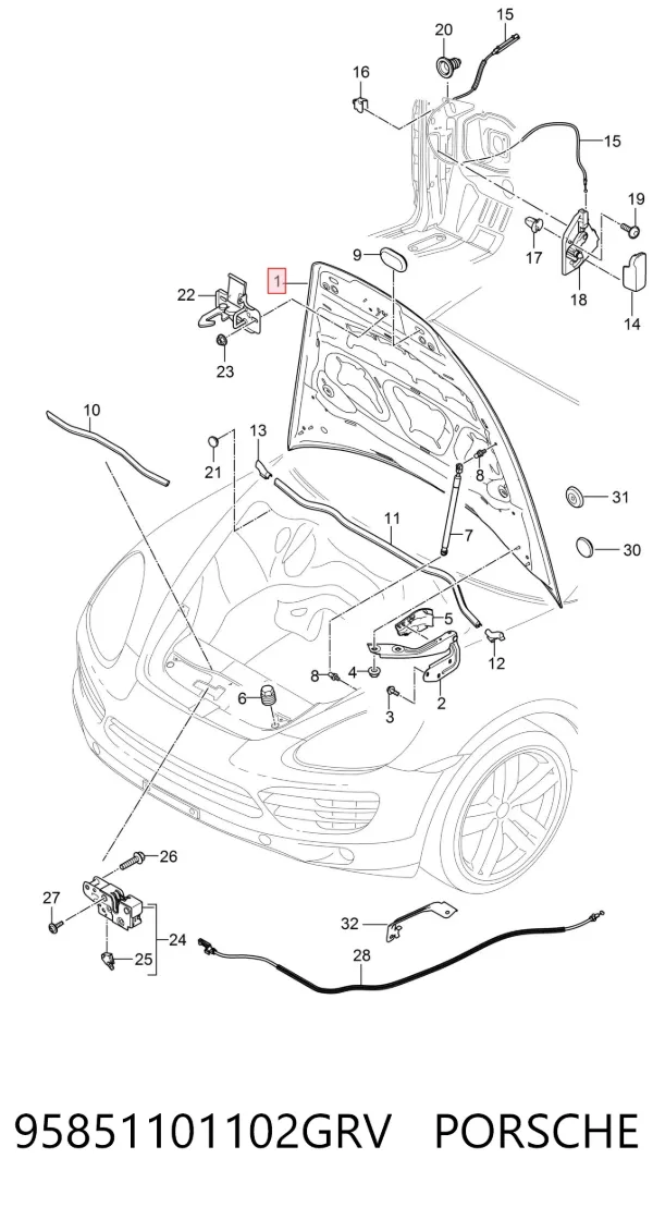 Capota 95851101102GRV Porsche