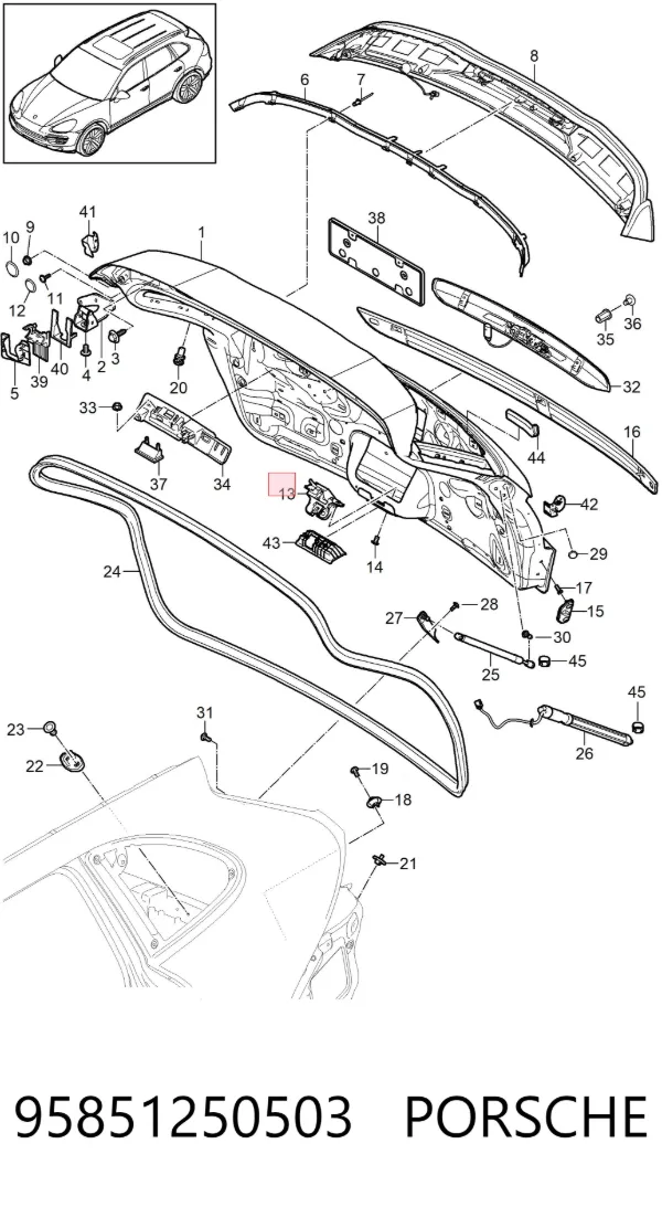 Fecho de tampa de porta-malas (de 3ª/5ª porta traseira) 95851250503 Porsche