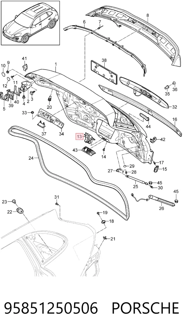 Fecho de tampa de porta-malas (de 3ª/5ª porta traseira) 95851250506 Porsche
