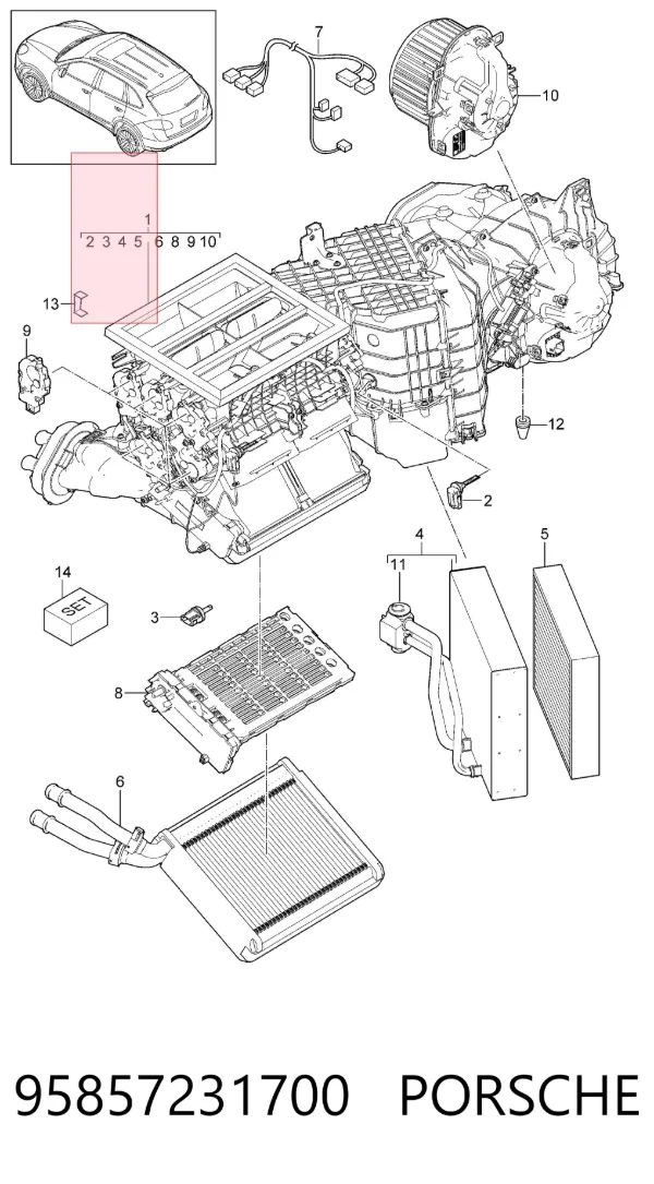 Vaporizador de aparelho de ar condicionado 95857231700 Porsche