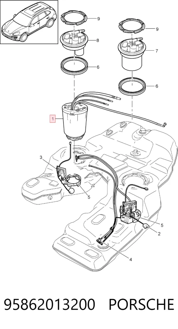 Módulo de bomba de combustível com sensor do nível de combustível 95862013200 Porsche