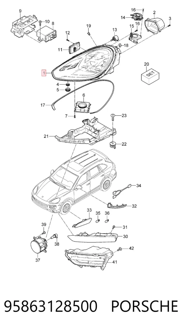 Luz esquerda 95863128500 Porsche