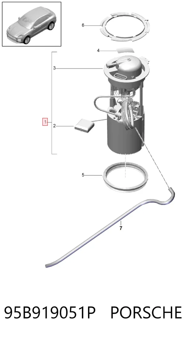 Módulo de bomba de combustível com sensor do nível de combustível 95B919051P Porsche