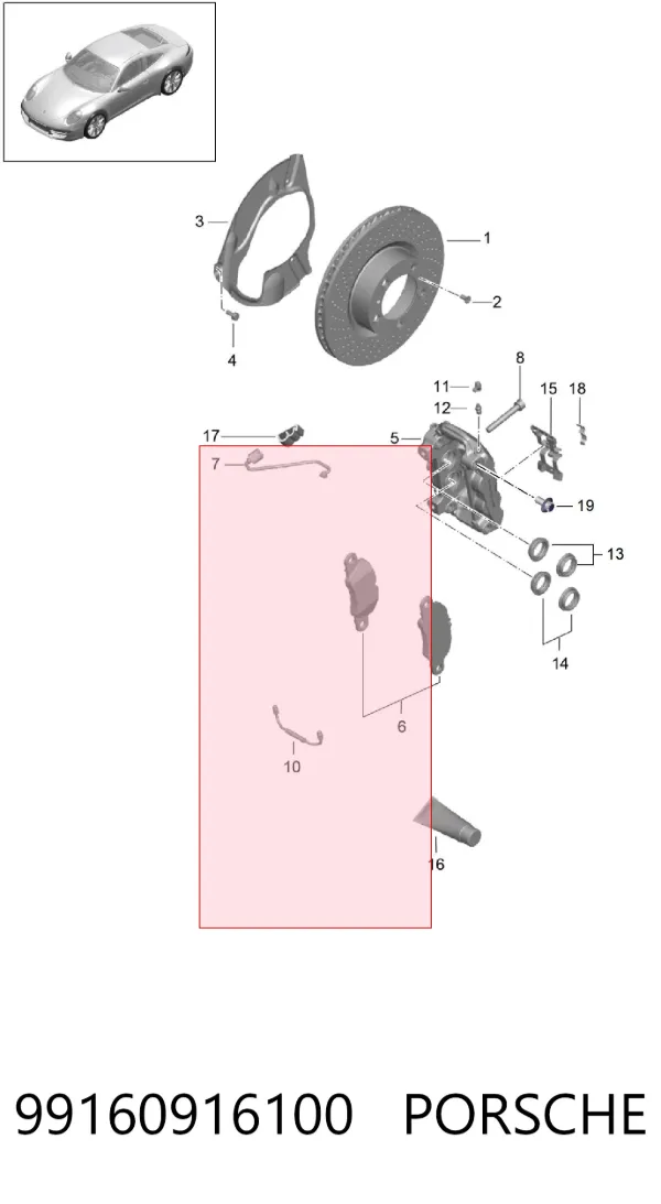 Sensor dianteiro de desgaste das sapatas do freio 99160916100 Porsche