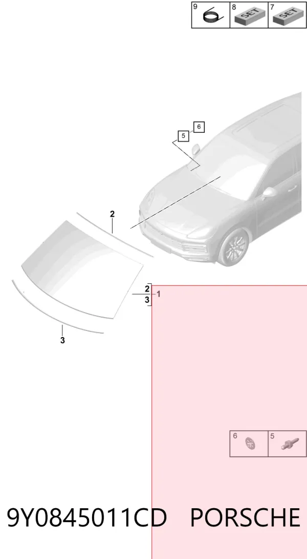 Pára-brisas Porsche Cayenne 9YA