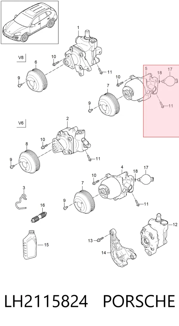 Bomba da Direção hidrâulica assistida LH2115824 Porsche