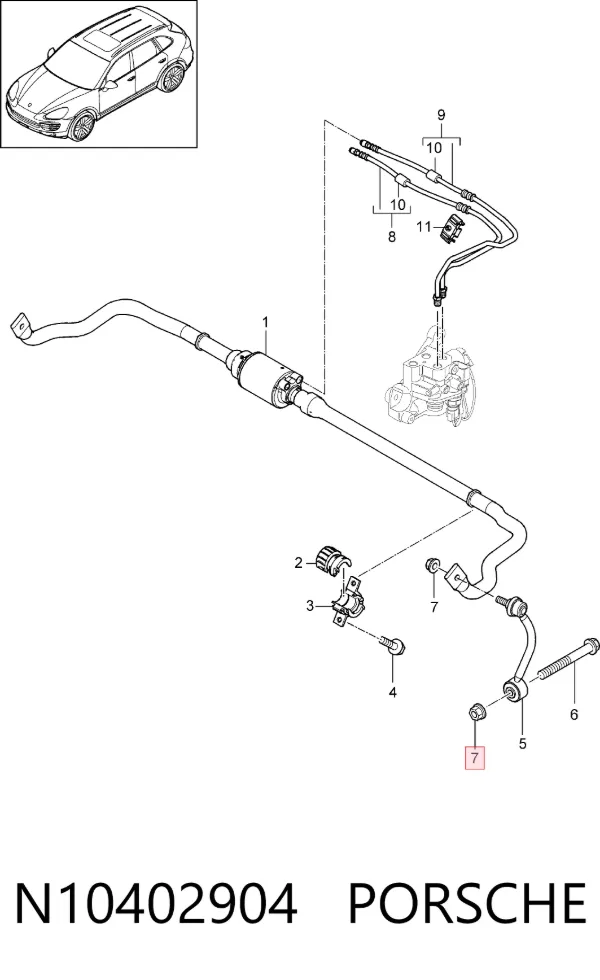 Porca de parafuso de fixação de braço oscilante dianteiro inferior N10402904 Porsche