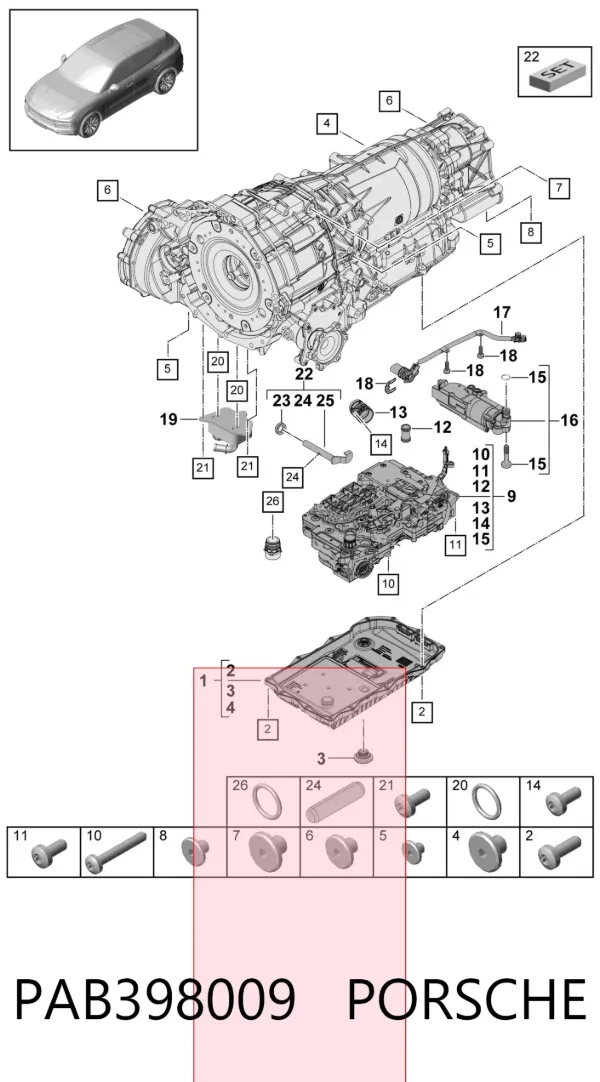 Cárter da Caixa Automática de Mudança PAB398009 Porsche
