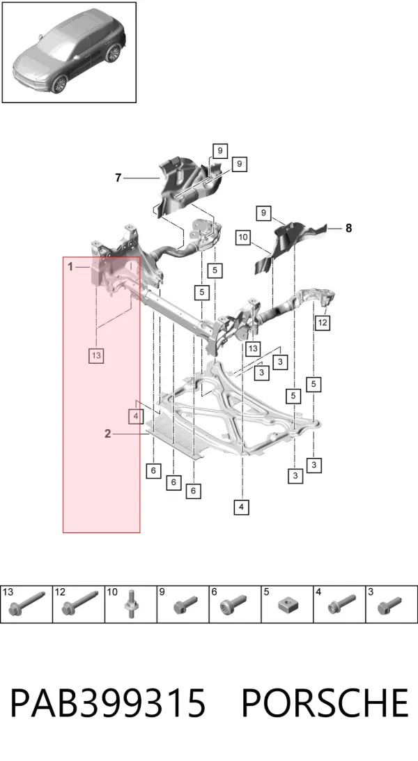 Viga de suspensão dianteira (plataforma veicular) Porsche Cayenne 9YA