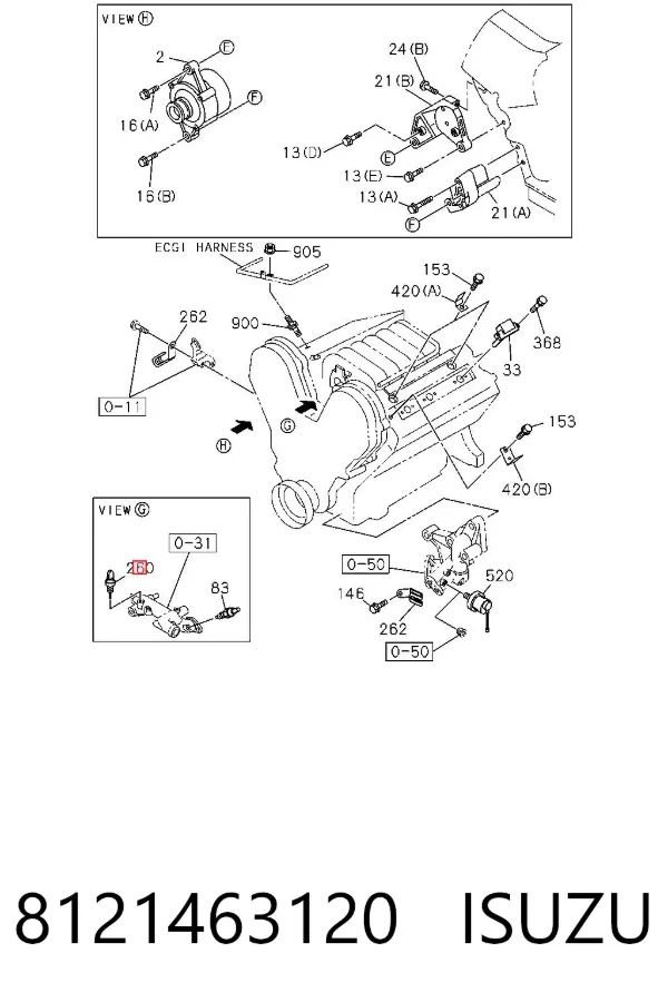 Sensor de temperatura do fluido de esfriamento 8121463120 Isuzu