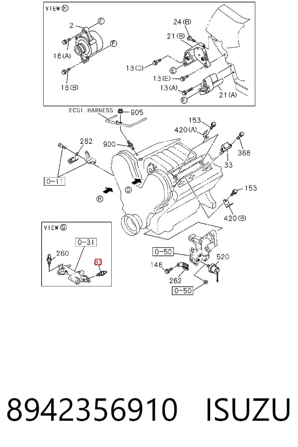 Sensor de temperatura do fluido de esfriamento 8942356910 Isuzu