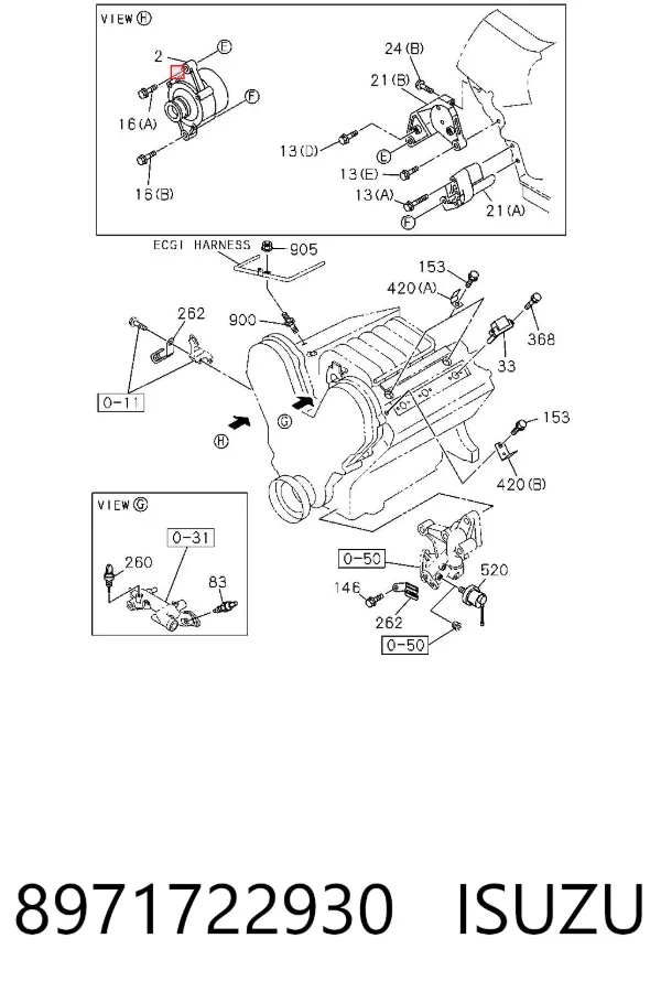 Sonda lambda, sensor de oxigênio 8971722930 Isuzu