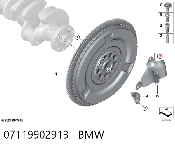 Parafuso de fixação de braço oscilante dianteiro, inferior 07119902913 BMW