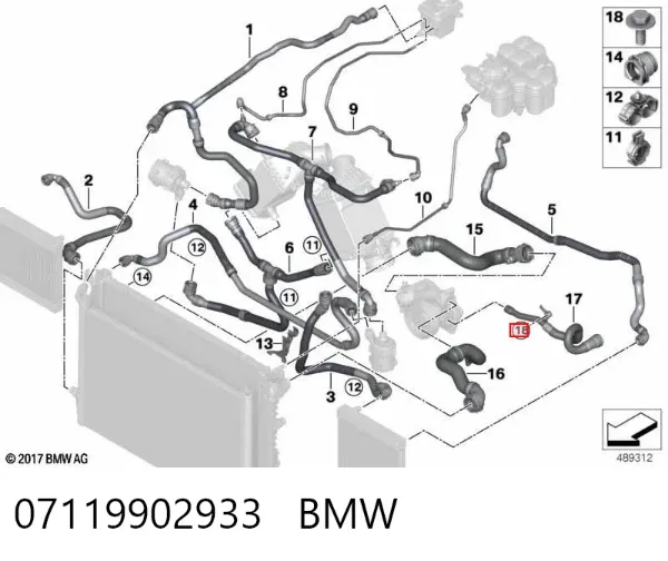 Parafuso de fixação de braço oscilante dianteiro, inferior 07119902933 BMW
