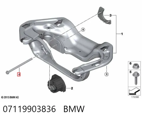 Parafuso de fixação de braço oscilante dianteiro, inferior 07119903836 BMW