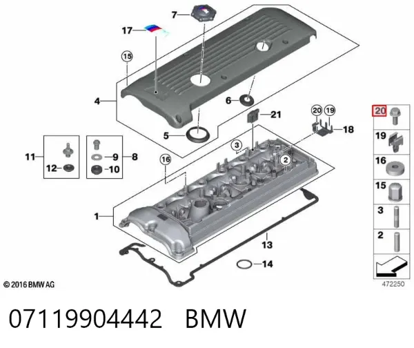 Parafuso de cabeça de motor (CBC) 07119904442 BMW