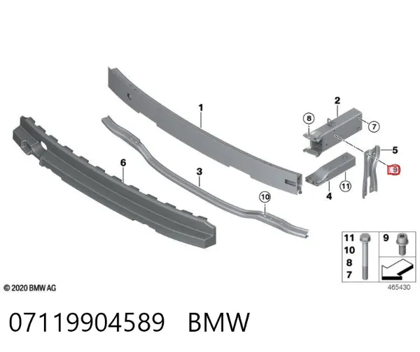 Parafuso de fixação de braço oscilante dianteiro, inferior 07119904589 BMW