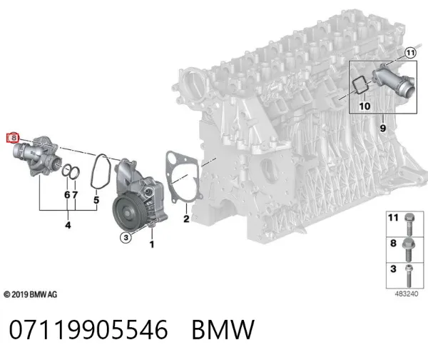 Parafuso de fixação de braço oscilante dianteiro 07119905546 BMW