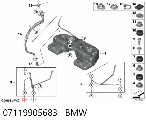 Parafuso de cabeça de motor (CBC) 07119905683 BMW