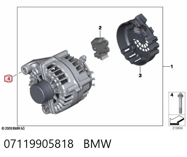 Parafuso de fixação de braço oscilante dianteiro, inferior 07119905818 BMW