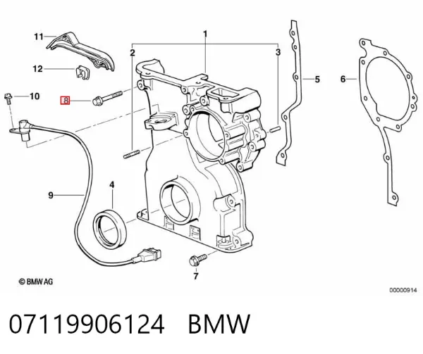 Parafuso de fixação de braço oscilante dianteiro, inferior 07119906124 BMW
