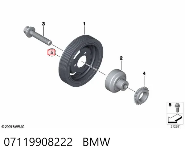 Parafuso da polia de cambota 07119908222 BMW