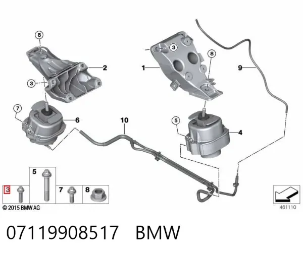 Parafuso de suporte de coxim de motor 07119908517 BMW