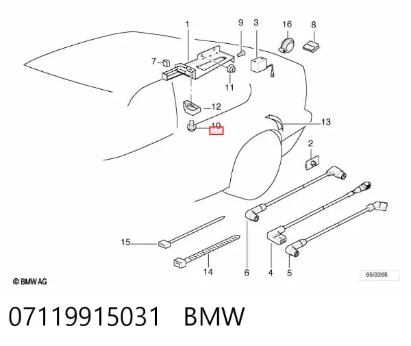 Parafuso de fixação de braço oscilante dianteiro, inferior 07119915031 BMW