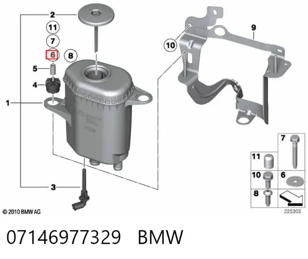 Arruela do injetor superior 07146977329 BMW