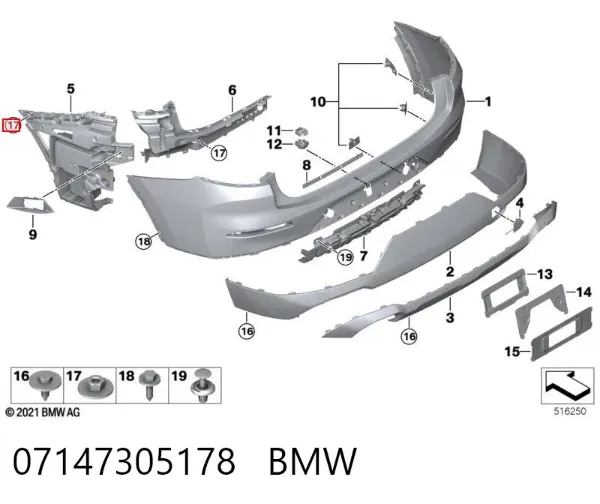 Porca de parafuso de fixação de braço oscilante dianteiro inferior 07147305178 BMW