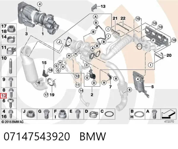 Parafuso do sistema de escape (do silenciador) 07147543920 BMW