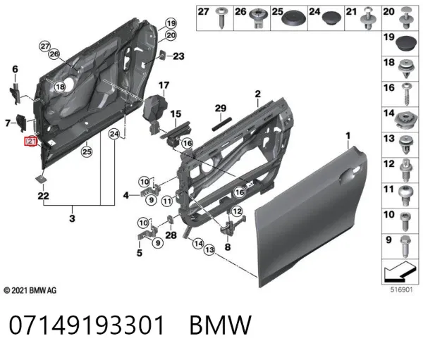 Cápsula (prendedor) de fixação de grelha do radiador de esfriamento 07149193301 BMW