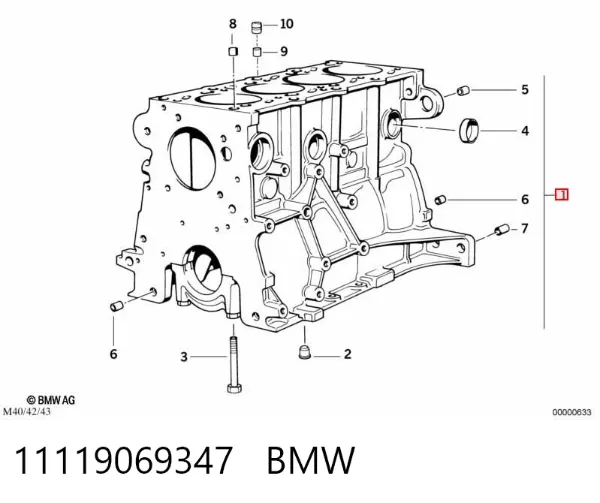Bloco de cilindros de motor 11119069347 BMW