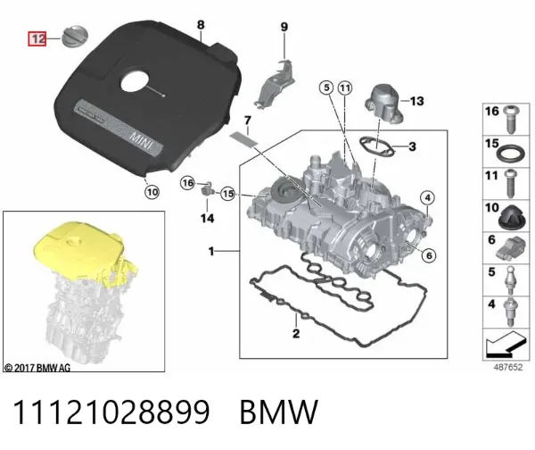 Tampa do gargalho de enchimento de óleo 11121028899 BMW