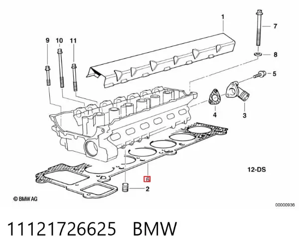 Vedante de cabeça de motor (CBC) 11121726625 BMW