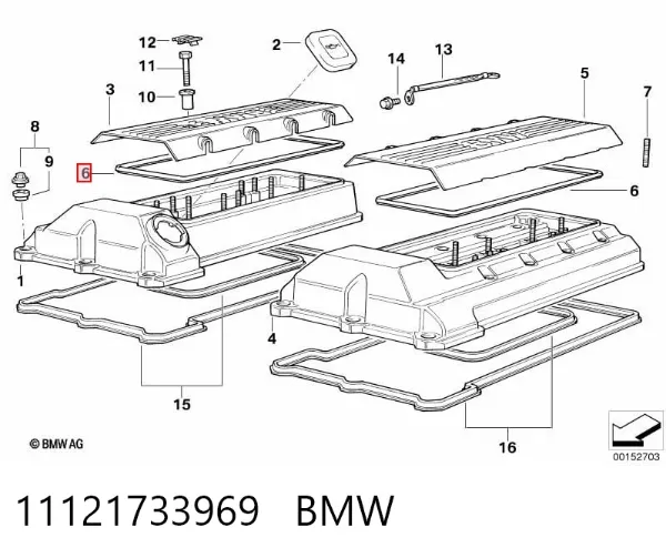 Vedante superior da tampa de válvulas de motor 11121733969 BMW
