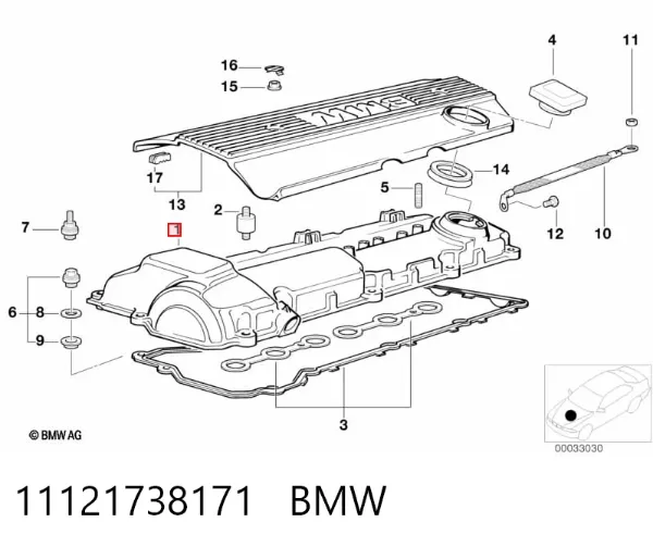 Tampa de válvulas 11121738171 BMW