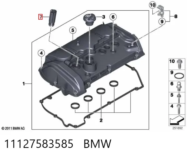 Poço da vela de ignição 11127583585 BMW
