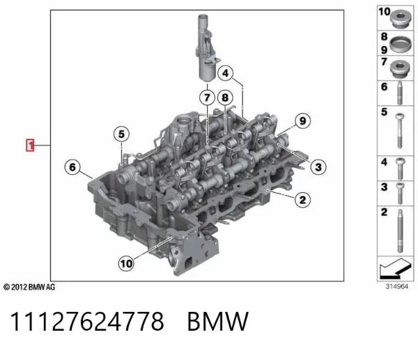 Cabeça de motor (CBC) 11127624778 BMW