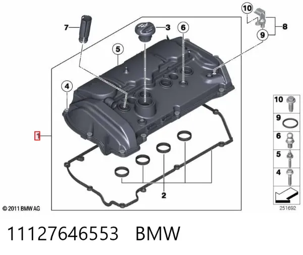 Tampa de válvulas 11127646553 BMW