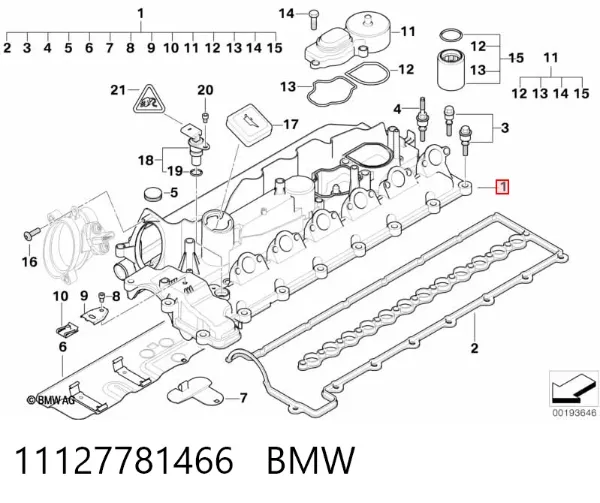 Tampa de válvulas 11127781466 BMW