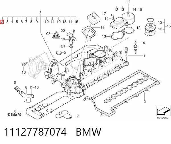 Vedante de tampa de válvulas de motor 11127787074 BMW