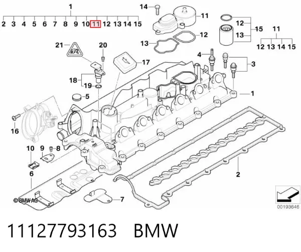 Válvula PCV de ventilação dos gases de cárter 11127793163 BMW