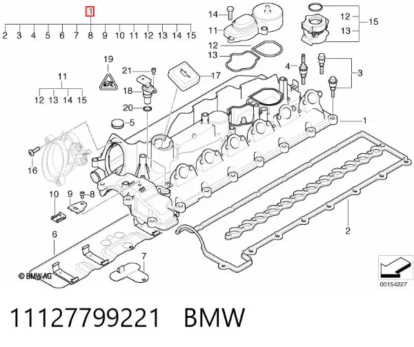Tampa de válvulas 11127799221 BMW